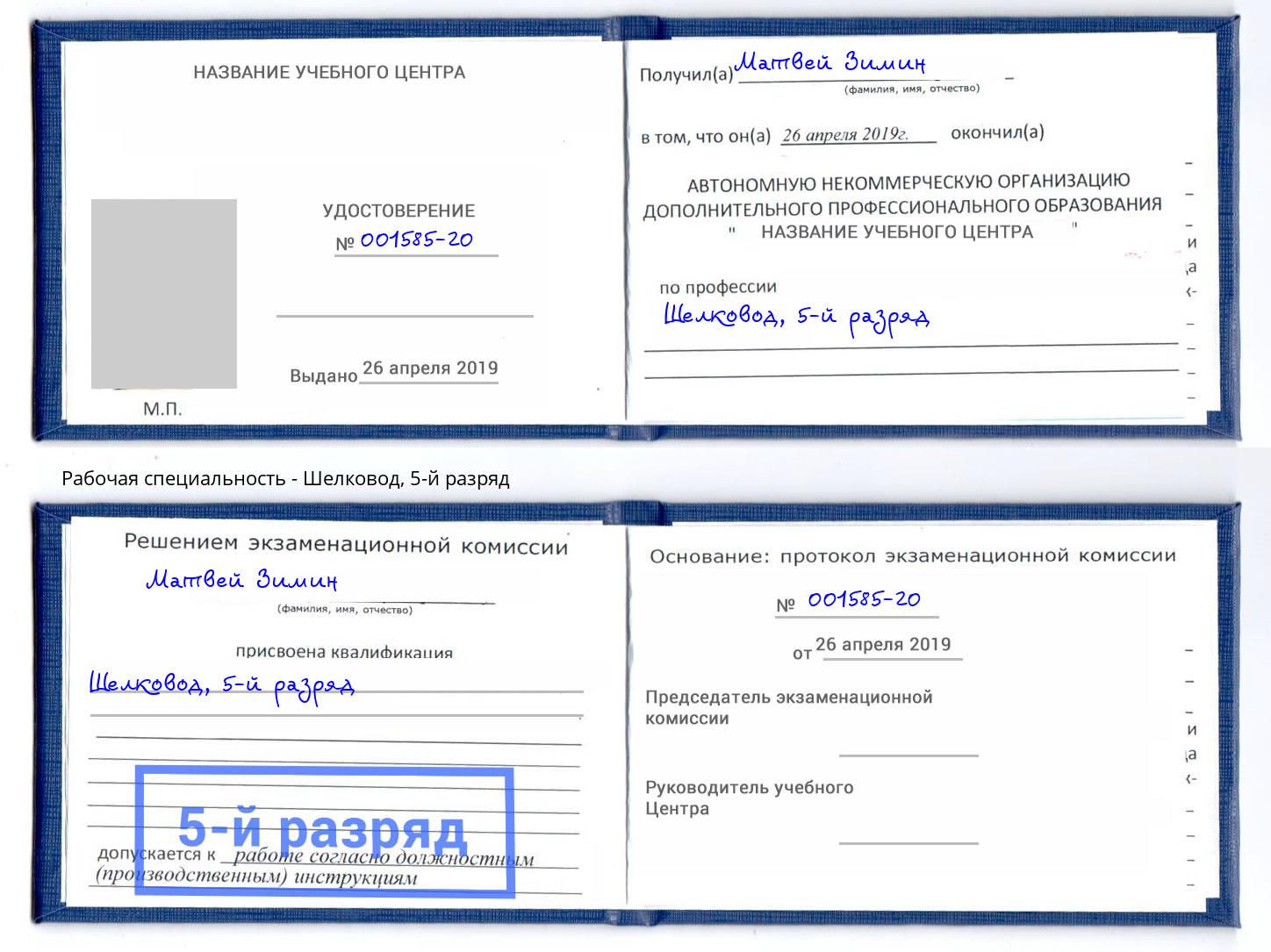 корочка 5-й разряд Шелковод Хасавюрт