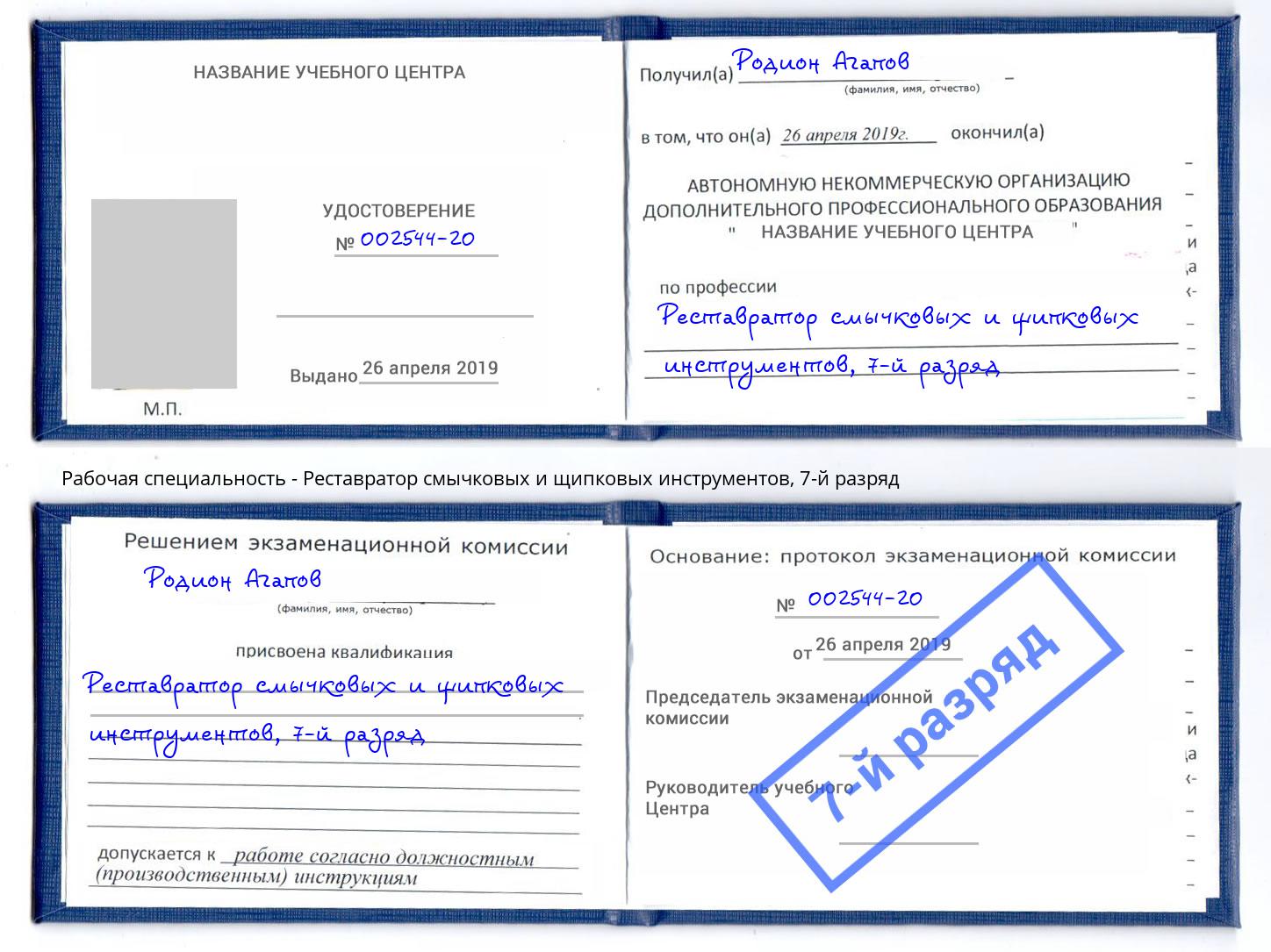 корочка 7-й разряд Реставратор смычковых и щипковых инструментов Хасавюрт