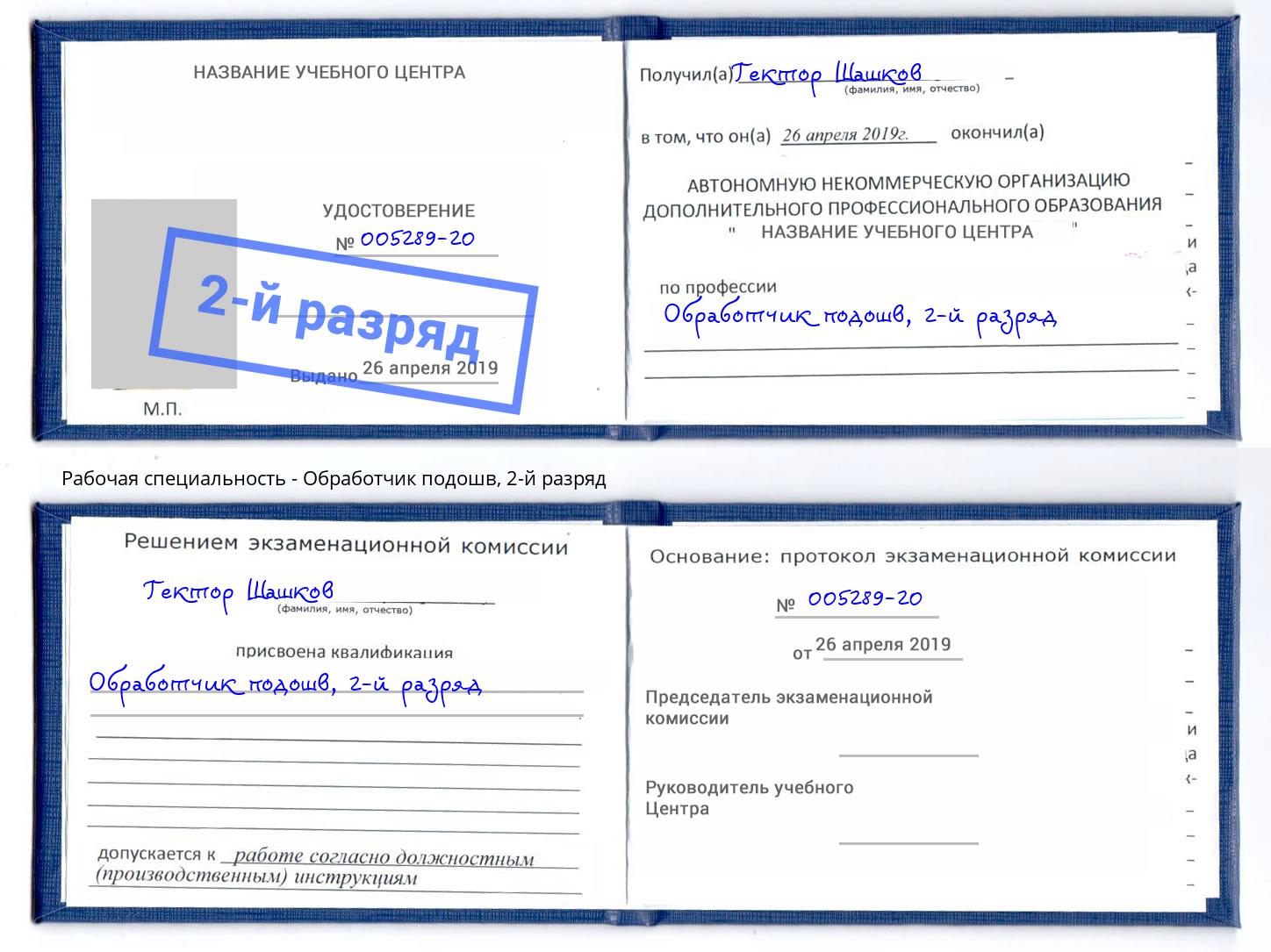 корочка 2-й разряд Обработчик подошв Хасавюрт
